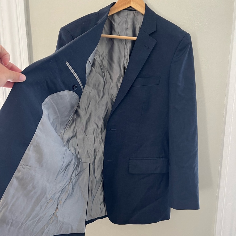 Blank Label 38R navy worsted wool suit jacket.